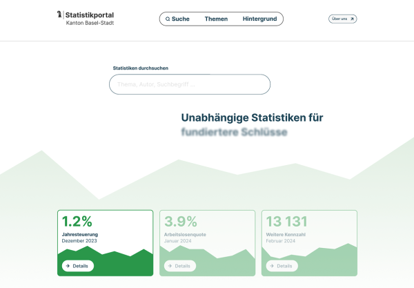 Startseite der Website für das statistische Amt