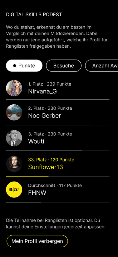 Rangliste der besten Digital Skills User