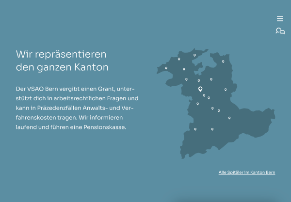 VSAO Bern Spitalkarte